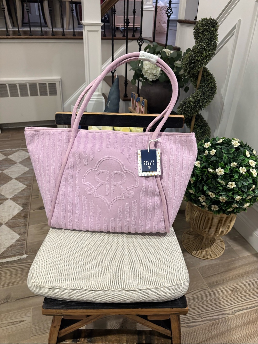 Roller Rabbit Light Lavendar Quilted Tote Bag - NWT
